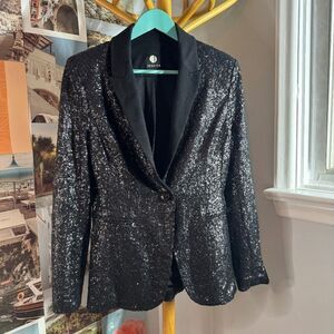 Black Sequin Tuxedo style Blazer. Jessica - 6